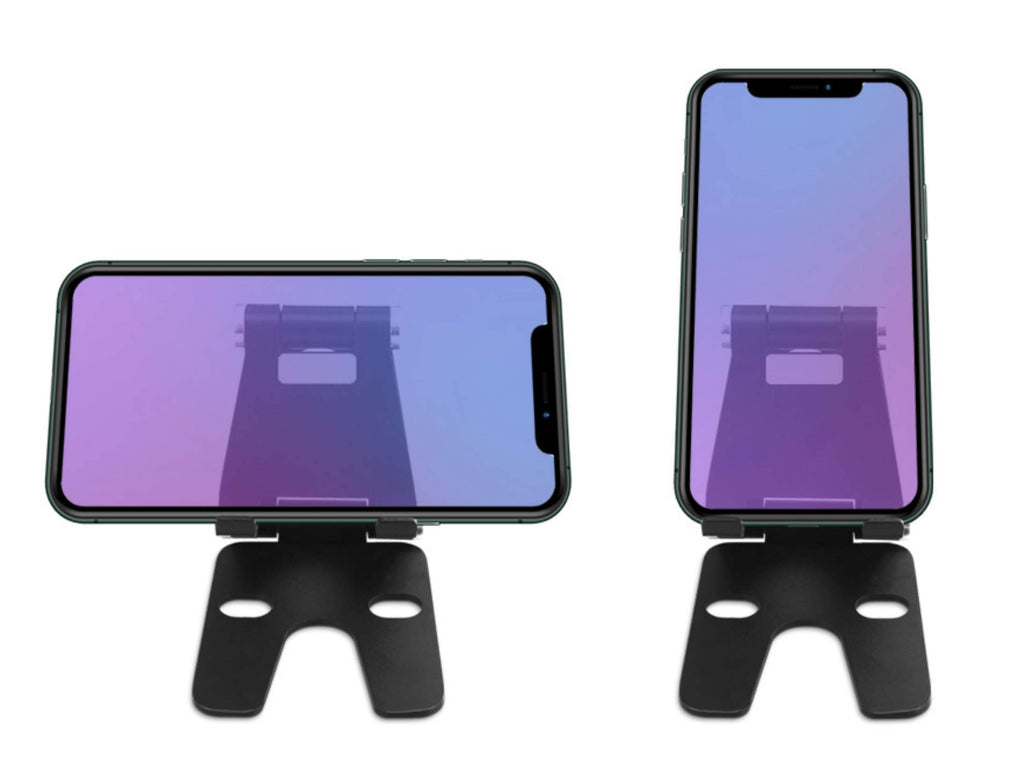 POKANIC Cell Phone Fully Foldable Stand Dock Holder Cradle Mount Organizer Charger Station Table Desk Office School Kitchen Travel Portable Adjustable Multi-Angle Aluminum Pouch