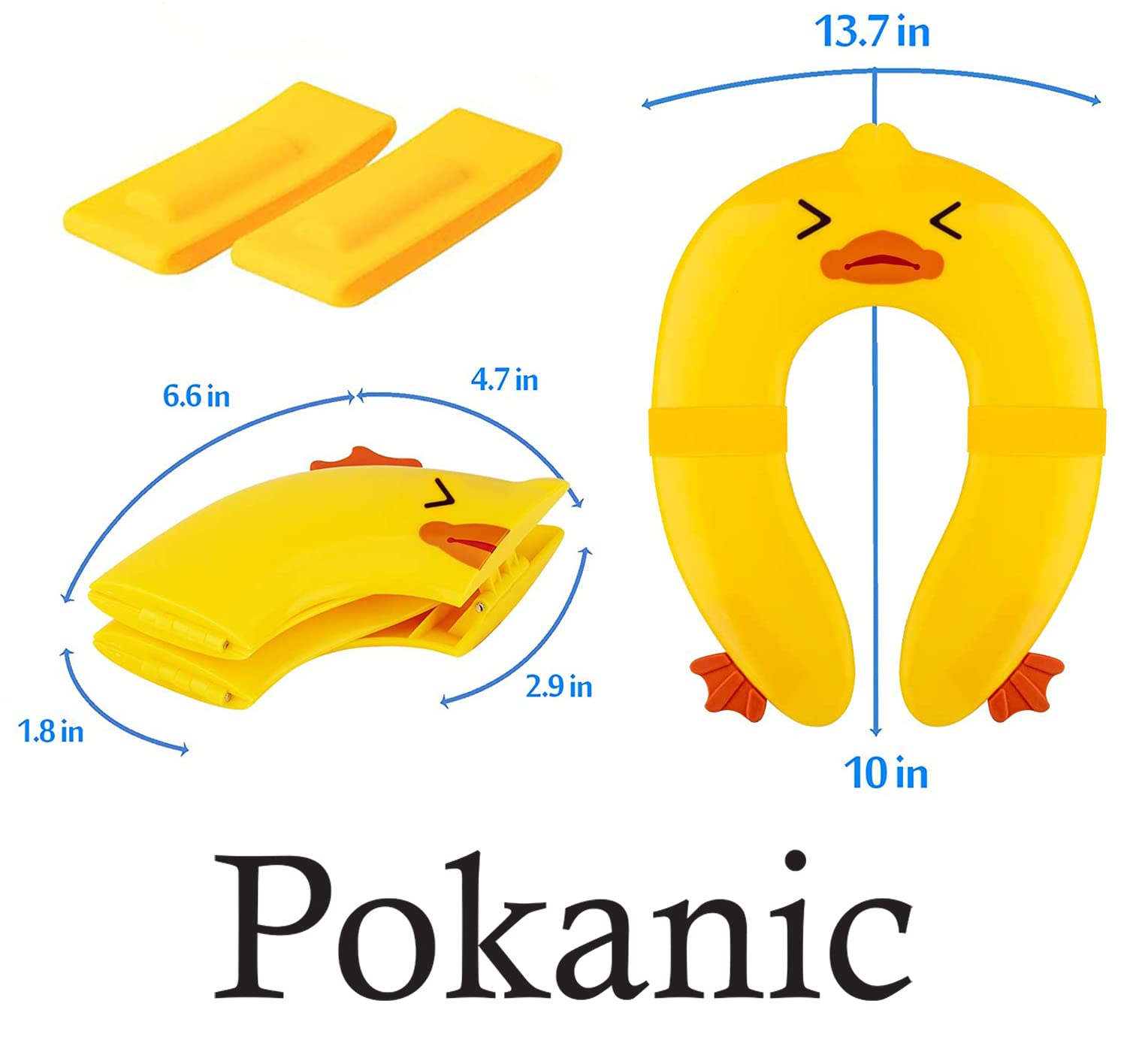 POKANIC Toilet Potty Training Seat Cover, Travel Toilet Seat, Folding Non Slip Silicone Pads, Travel Portable Reusable Kids Toddlers Boys Girls, Carry Bag