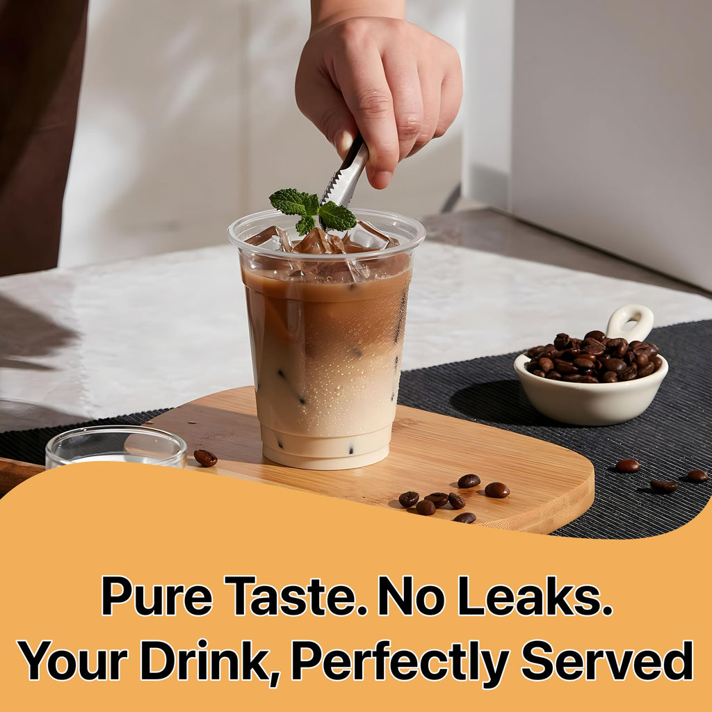 Pokanic Plastic Clear Cups [16 oz] x [25 Cups] Disposable Cold Beverage Drinking Iced Coffee Water Juice Tea Party Travel Cafe Restaurant School Office Home Kitchen