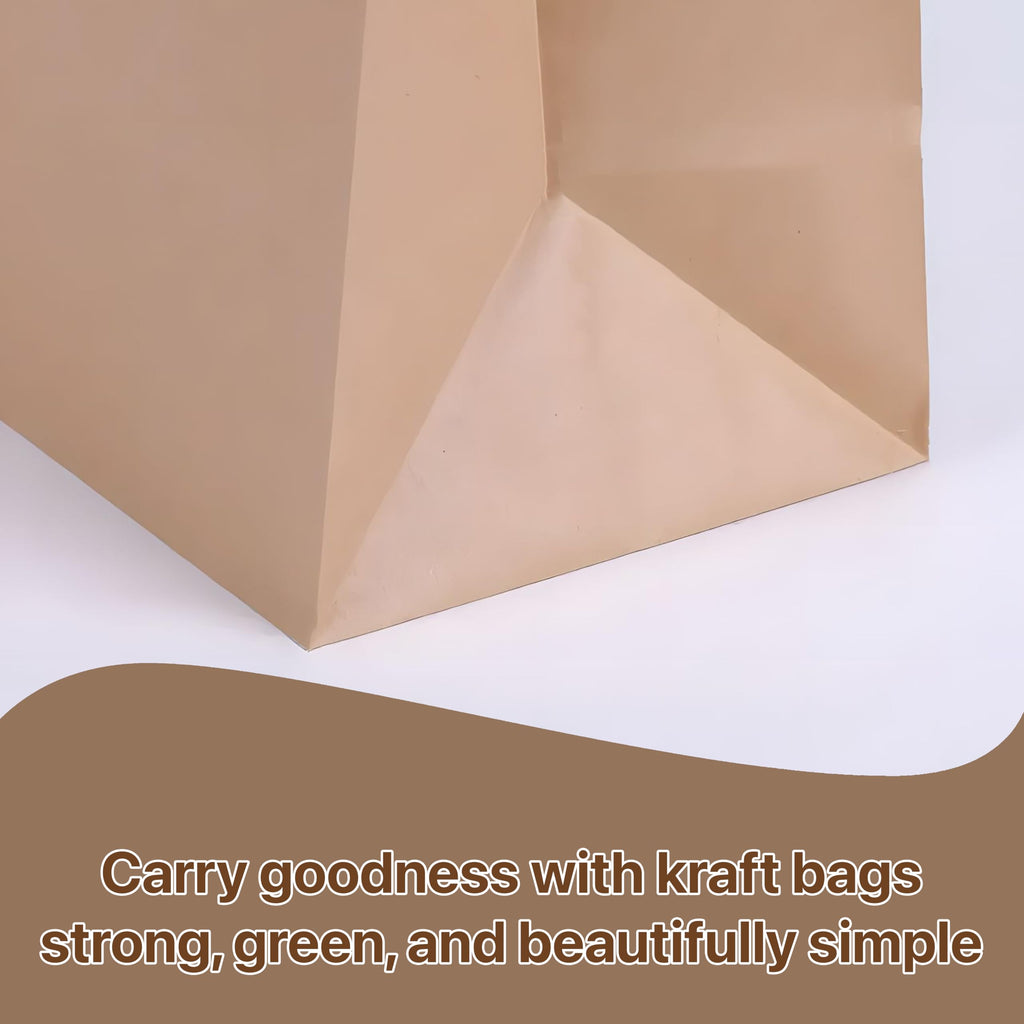 Pokanic Lunch Brown Paper Bags x 500 pcs (10 x 5 x 3 inch) Bulk Kraft 4 lb Capacity Eco Friendly Reusable Heavy DutyDisposable for Grocery Snacks Crafts Lunch Sandwich Food