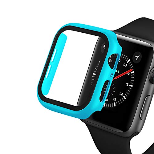 Pokanic [2 Pack Compatible with Apple Watch 9 8 7 6 5 4 3 2 1 SE Series iWatch 9H Tempered Glass Case Full Screen Protector Cover Scratch