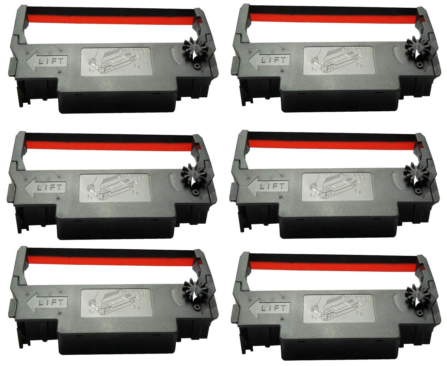 ERC-30 34 38 Ribbon Ink Cartridge Receipt Printer Black and Red, ERC30 Compatible with Epson Printer SNBC BTP-M280, BTP-M280A, BTP-M280B, BTP-M280D, BTP-M300, POS (6 Pack)
