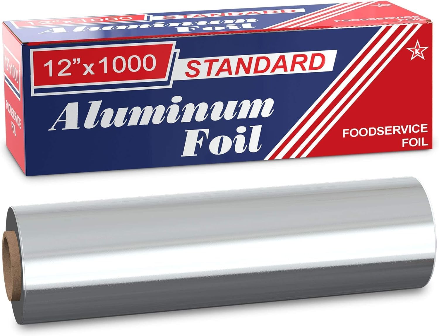 Pokanic Aluminum Foil Wrap Roll 12 in x1000 Feet Long | Industrial Size and Strength | Commercial Grade & Length Foil Wrap for Food Service Industry and Home Use| Strong Silver