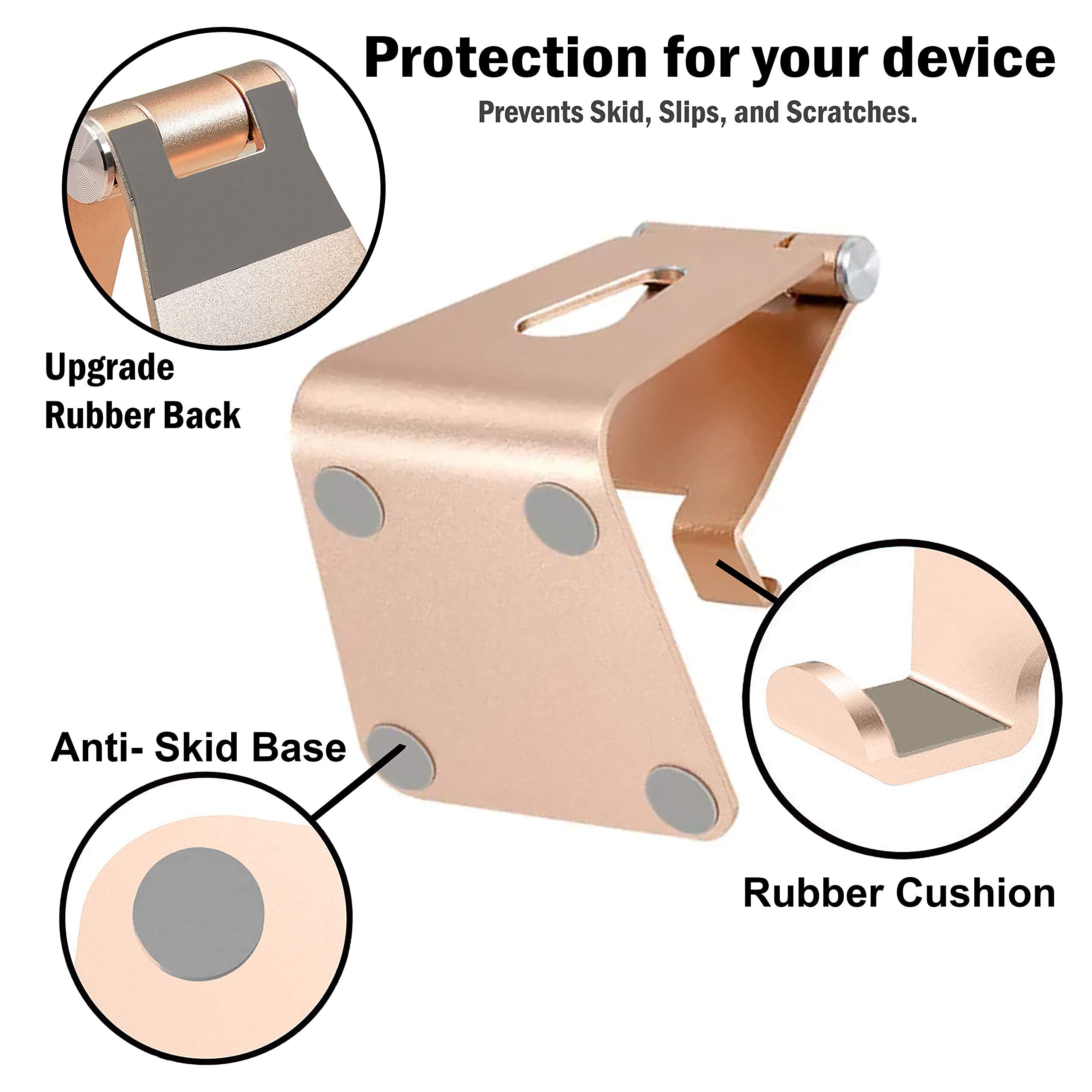 Pokanic Phone & Tablet Stand Adjustable Multi‑Angle Aluminum Phone & Tablet Stand Non‑Slip Dock/Cradle/Charging Station for Desktop, Bed, Kitchen, Office