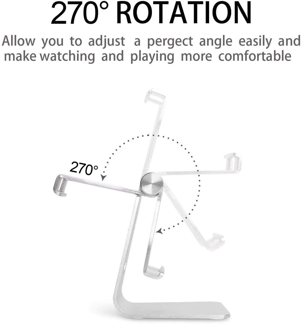 Pokanic Phone & Tablet Stand Adjustable Multi‑Angle Aluminum Phone & Tablet Stand Non‑Slip Dock/Cradle/Charging Station for Desktop, Bed, Kitchen, Office