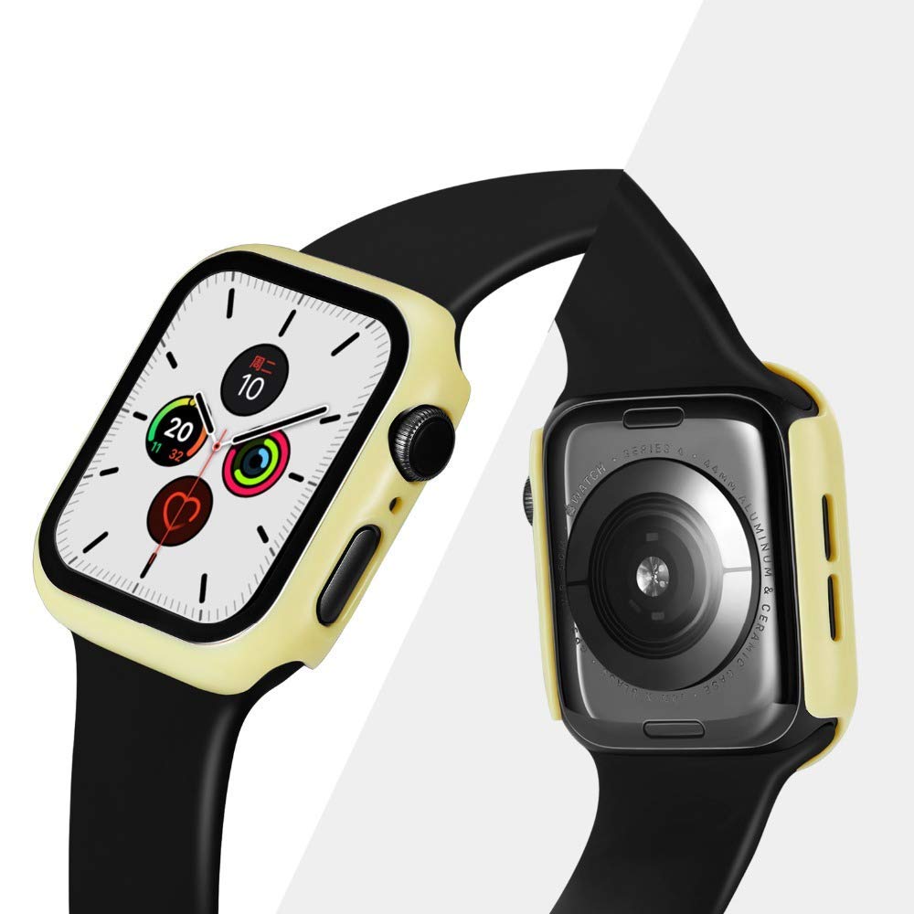 Pokanic [2 Pack Compatible with Apple Watch 9 8 7 6 5 4 3 2 1 SE Series iWatch 9H Tempered Glass Case Full Screen Protector Cover Scratch