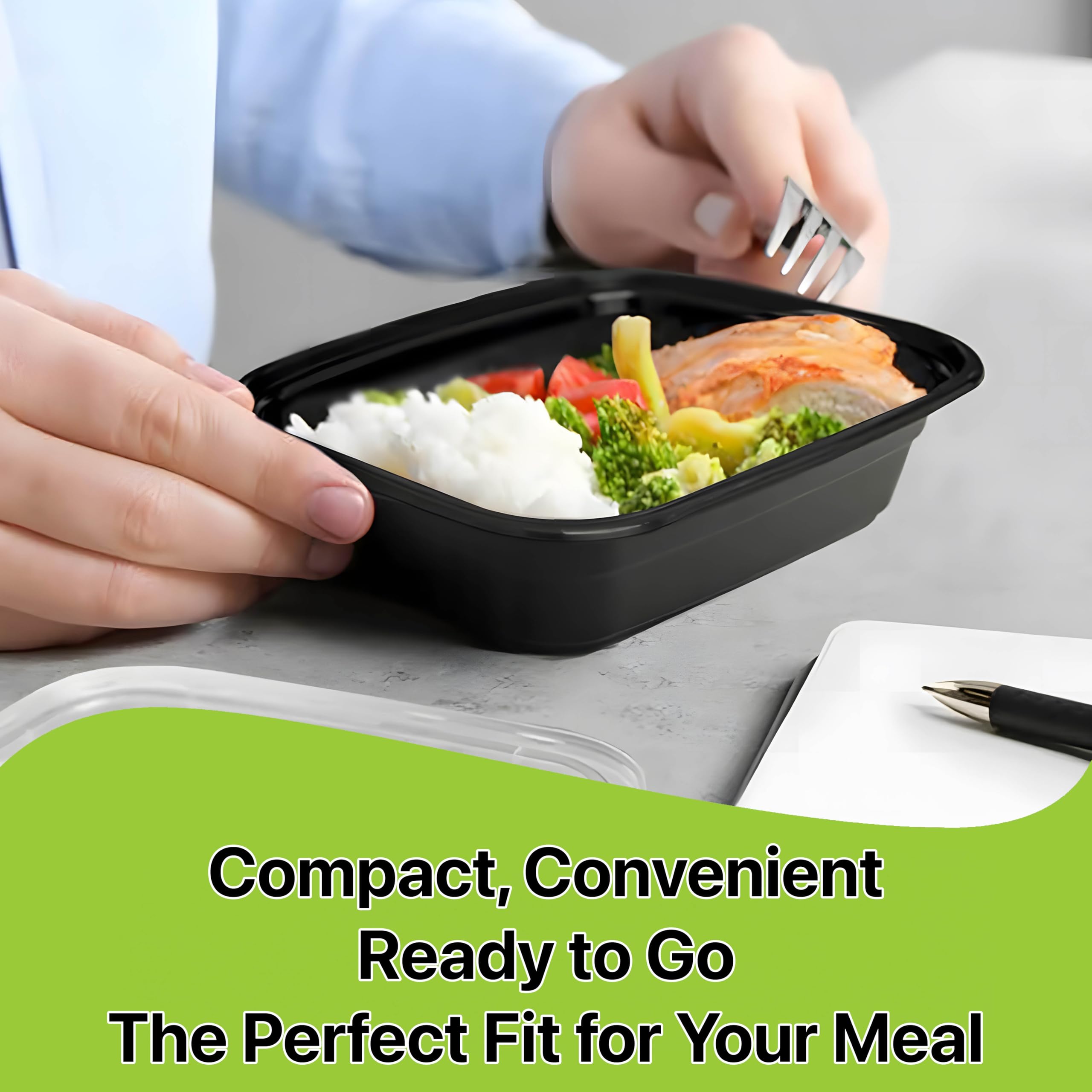 Pokanic Meal Prep Containers [ Set] oz with Lids, 1 compartment, Stackable, Reusable, Leakproof, Food Safe, Microwave, Freezer & Dishwasher Safe for Food Prep Storage Bento Box