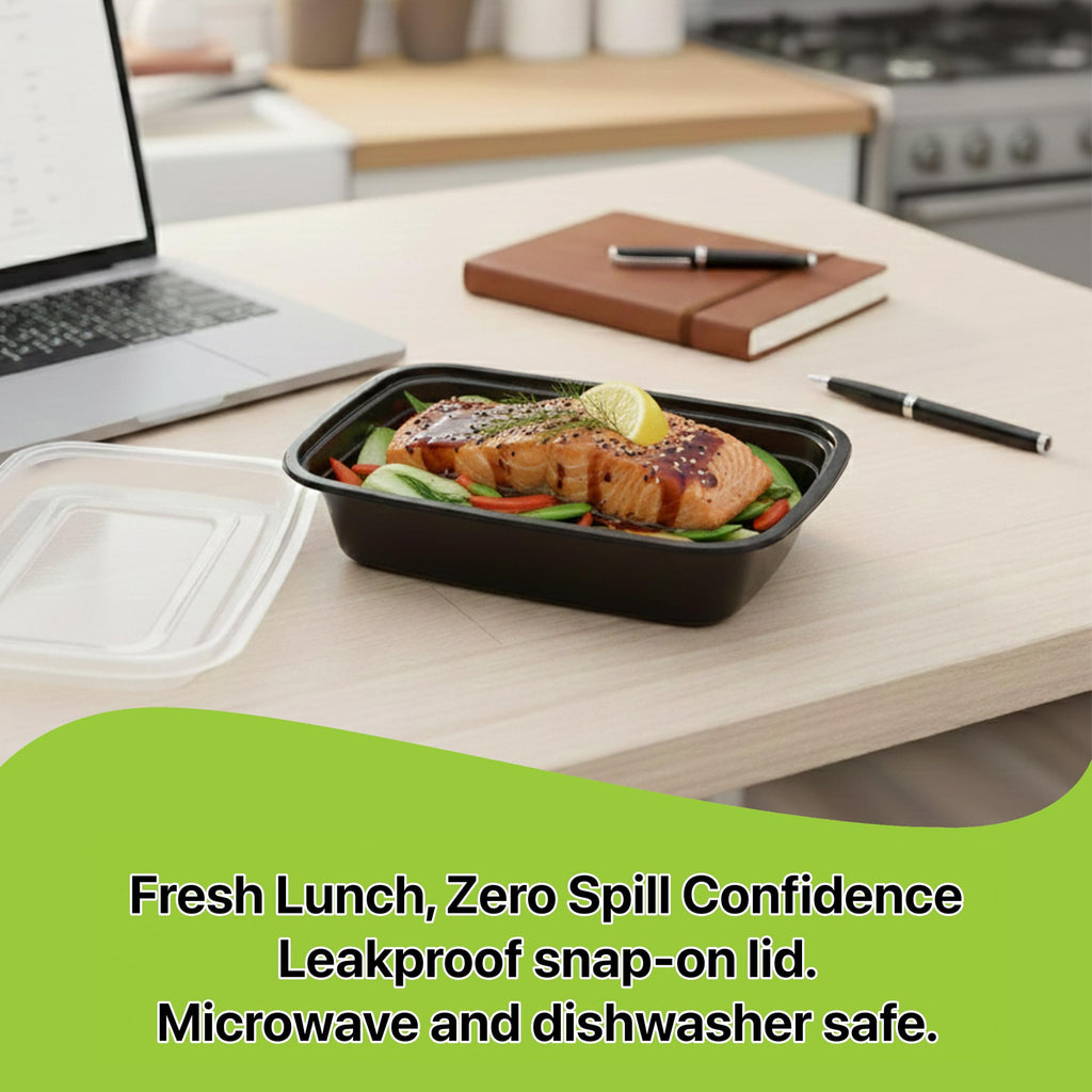 Pokanic Meal Prep Containers [ Set] oz with Lids, 1 compartment, Stackable, Reusable, Leakproof, Food Safe, Microwave, Freezer & Dishwasher Safe for Food Prep Storage Bento Box
