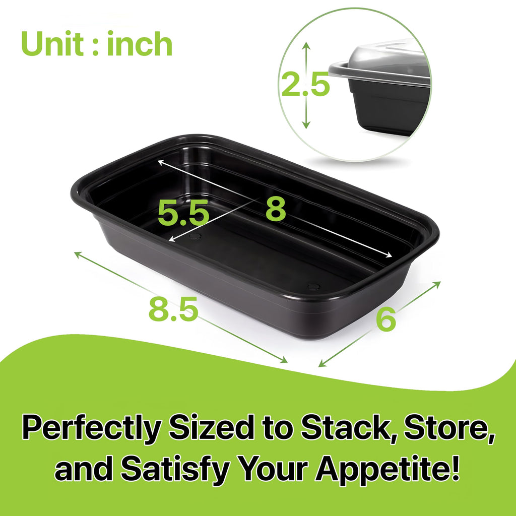 Pokanic Meal Prep Containers [ Set] oz with Lids, 1 compartment, Stackable, Reusable, Leakproof, Food Safe, Microwave, Freezer & Dishwasher Safe for Food Prep Storage Bento Box