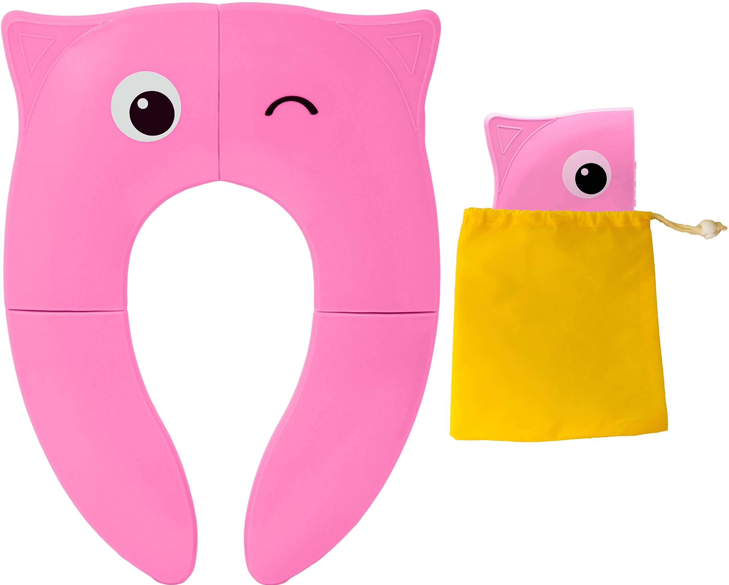 POKANIC Toilet Potty Training Seat Cover, Travel Toilet Seat, Folding Non Slip Silicone Pads, Travel Portable Reusable Kids Toddlers Boys Girls, Carry Bag