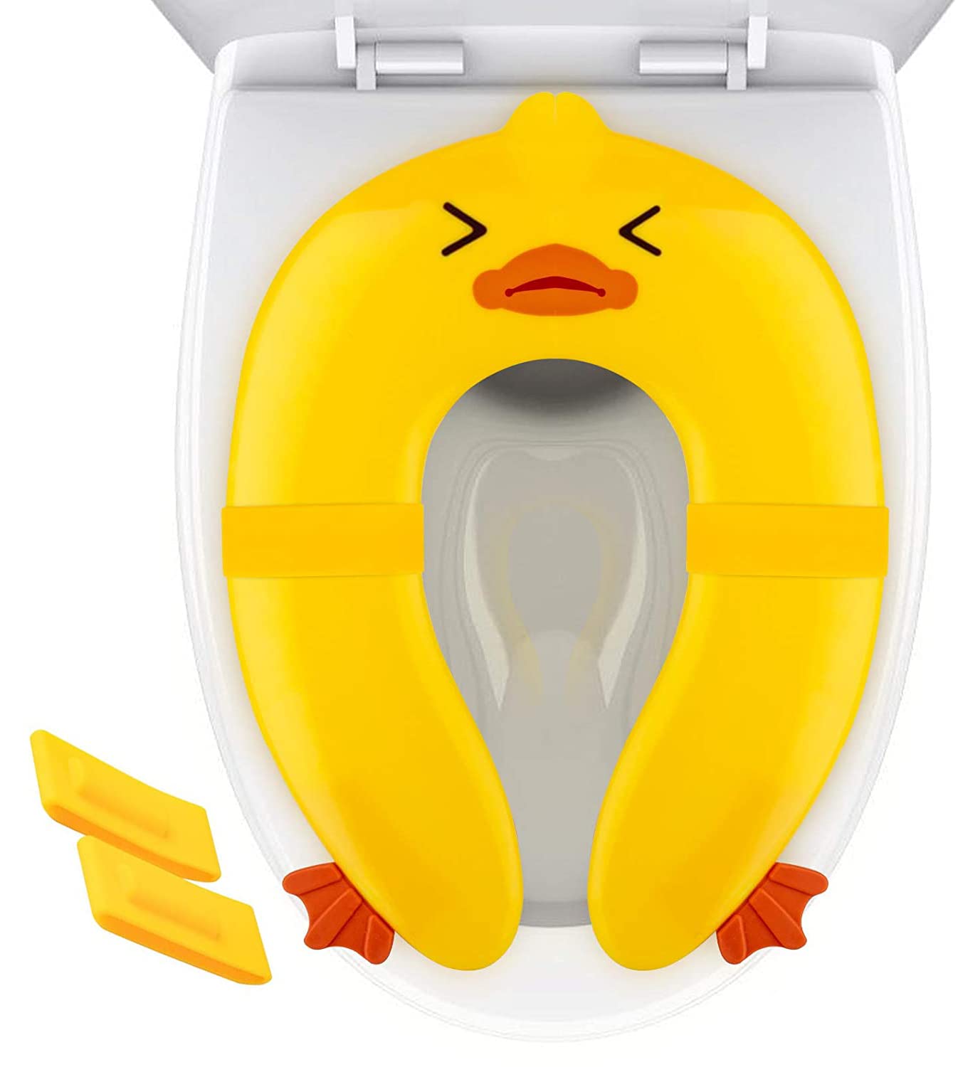 POKANIC Toilet Potty Training Seat Cover, Travel Toilet Seat, Folding Non Slip Silicone Pads, Travel Portable Reusable Kids Toddlers Boys Girls, Carry Bag