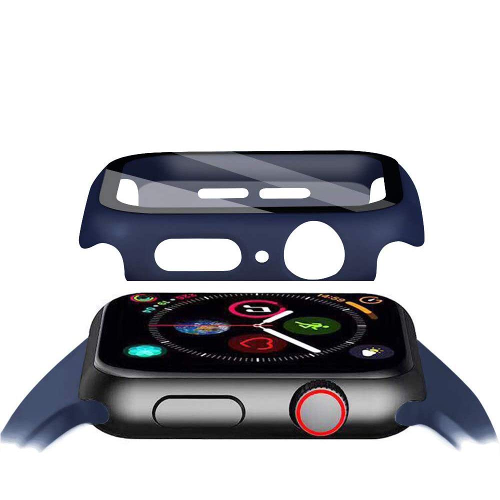 Pokanic [2 Pack Compatible with Apple Watch 9 8 7 6 5 4 3 2 1 SE Series iWatch 9H Tempered Glass Case Full Screen Protector Cover Scratch