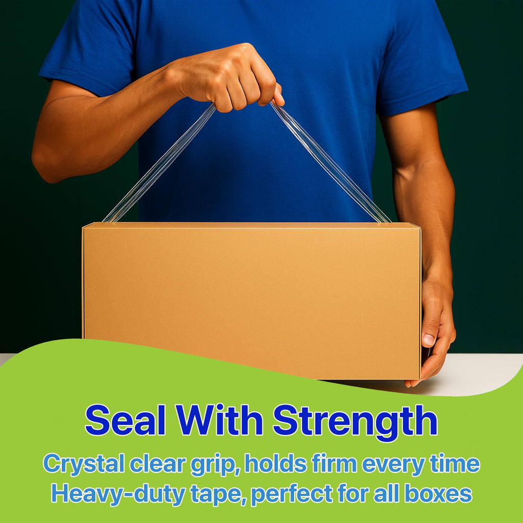 Pokanic Box Tape [2 Rolls x 110 Yards] x [1.88 in] Crystal Clear Heavy Duty Designed for Moving Mailing Carton Sealing Shipping Packing Refill Tape