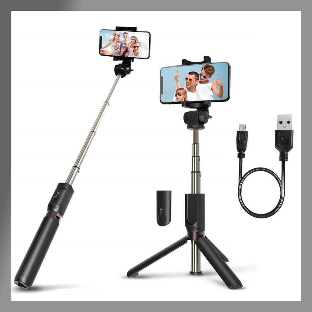 Pokanic Selfie Stick Tripod with Wireless Remote Controller Pouch Extendable Adjustable Stand Mount Light-Weight V-Log Compatible with All Apple iPhone, Samsung Galaxy