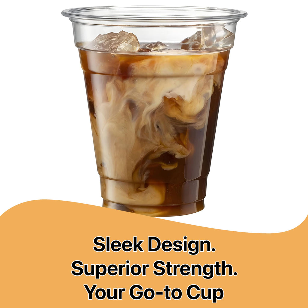Pokanic Plastic Clear Cups [16 oz] x [25 Cups] Disposable Cold Beverage Drinking Iced Coffee Water Juice Tea Party Travel Cafe Restaurant School Office Home Kitchen