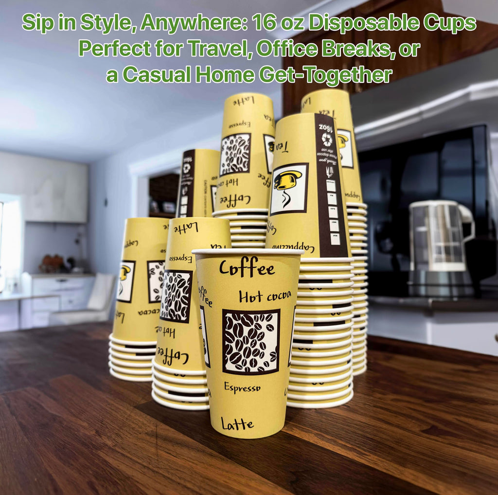 Pokanic Paper Cups oz Pack Disposable Hot Cold Beverage Drinking Coffee Water Juice Tea Party Travel Events Cafe Restaurant School Office Home Kitchen