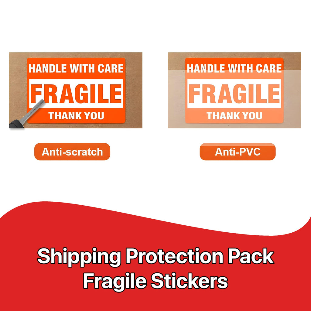 Pokanic Fragile x 500 Stickers Per Roll Handle with Care - Thank You Warning Red Permanent Adhesive Labels for Shipping Moving Packing
