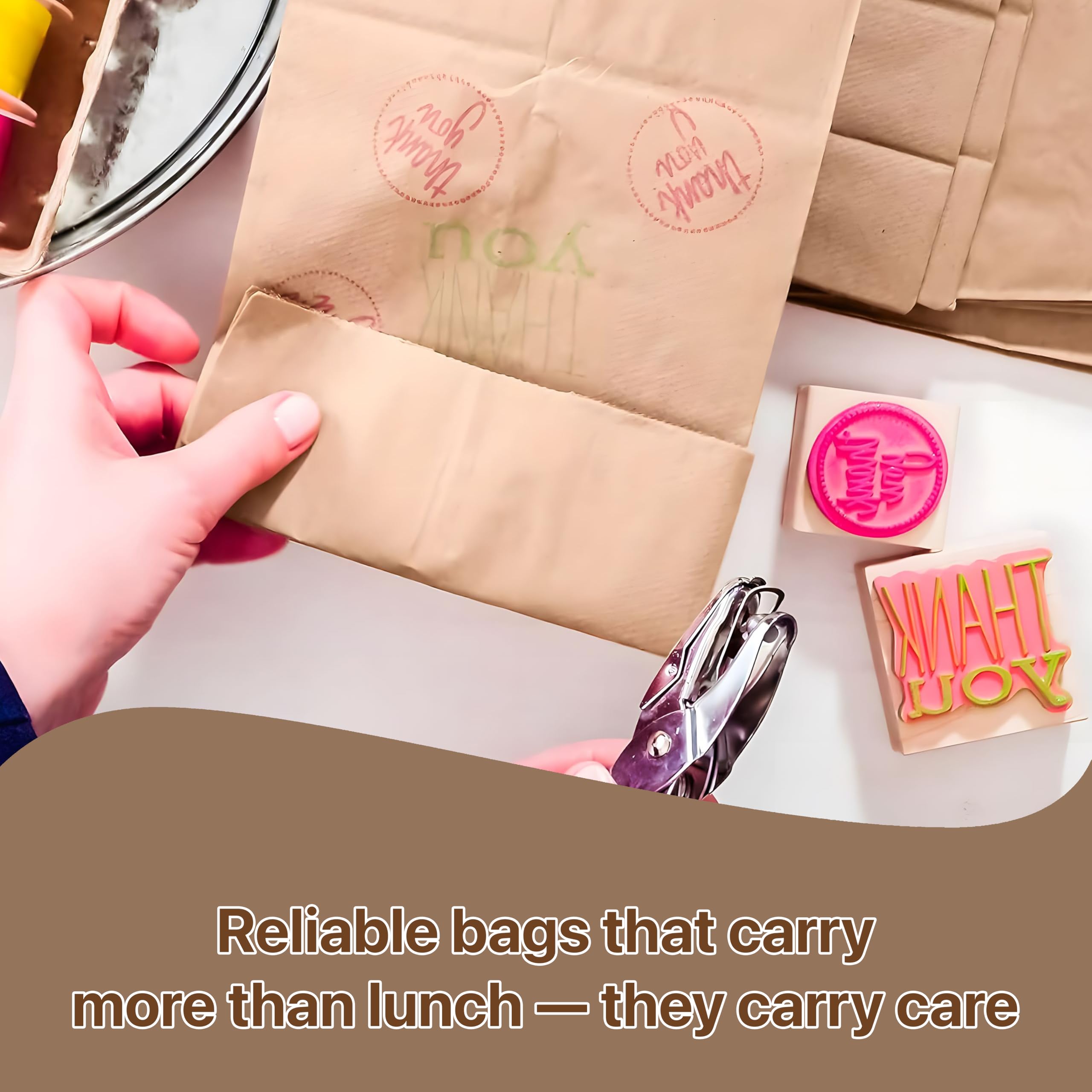 Pokanic Lunch Brown Paper Bags x 500 pcs (10 x 5 x 3 inch) Bulk Kraft 4 lb Capacity Eco Friendly Reusable Heavy DutyDisposable for Grocery Snacks Crafts Lunch Sandwich Food