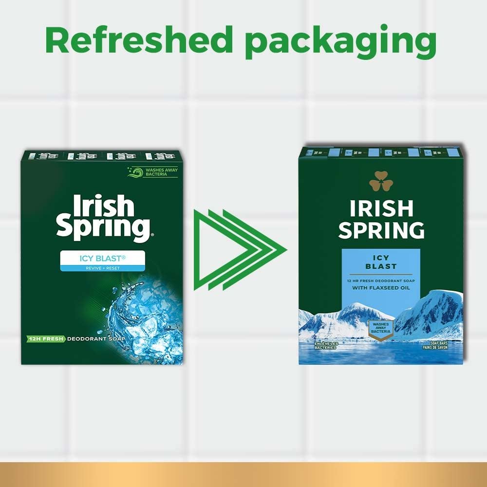 Irish Spring Bath Bar, ICY Blast 3.75 Oz, 3 x 3.75 oz Bars