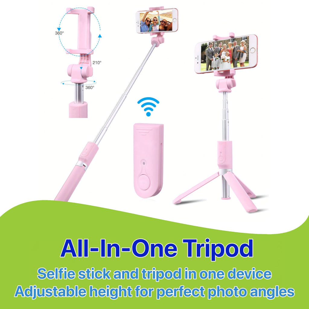 Pokanic Selfie Stick Tripod with Wireless Remote Controller Pouch Extendable Adjustable Stand Mount Light-Weight V-Log Compatible with All Apple iPhone, Samsung Galaxy