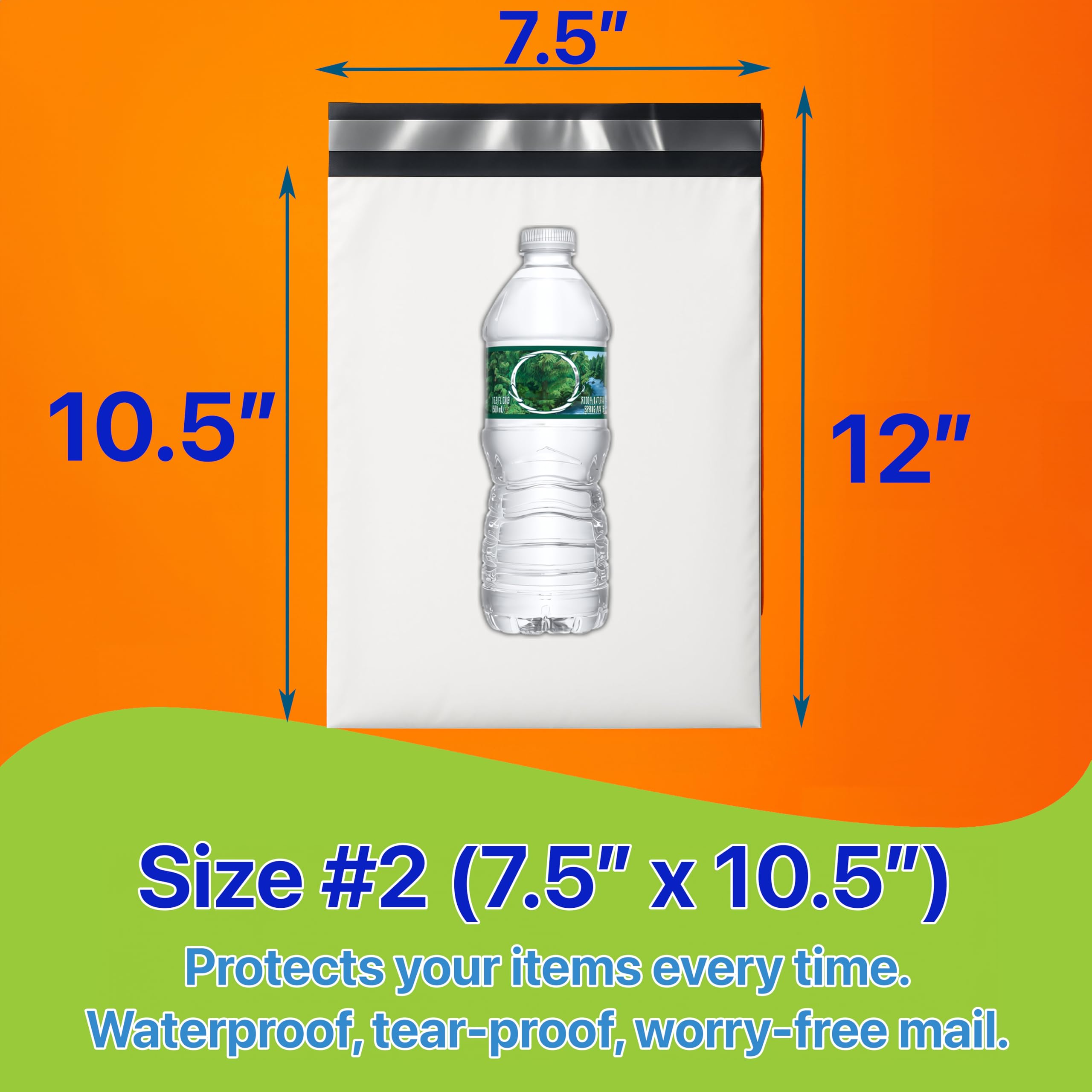 Pokanic Poly Mailers White Bags [Size #5] - [12" x 15.5"] x [100 Pack] 2 mil, Shipping Envelope Self-Sealing Envelopes Plastic Mailing Durable Water-Resistant Strong Adhesive