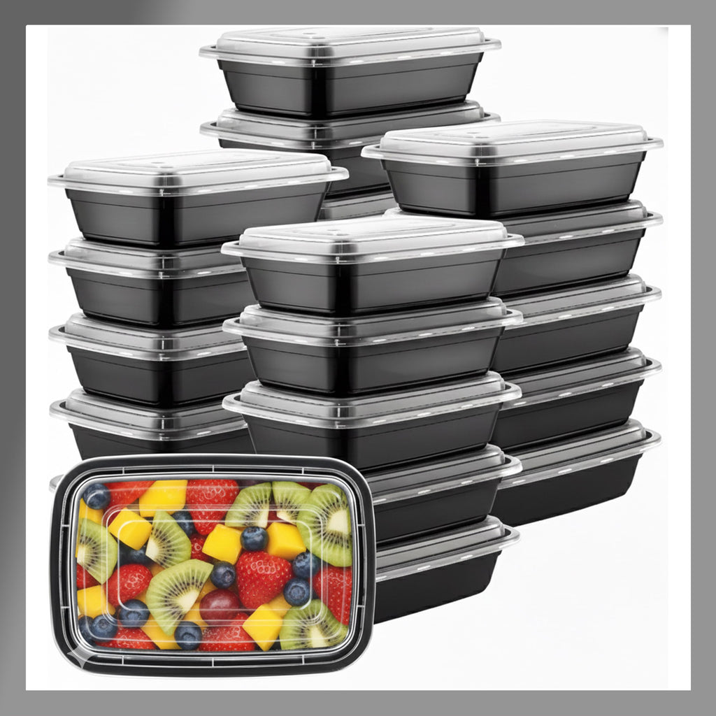 Pokanic Meal Prep Containers [ Set] oz with Lids, 1 compartment, Stackable, Reusable, Leakproof, Food Safe, Microwave, Freezer & Dishwasher Safe for Food Prep Storage Bento Box