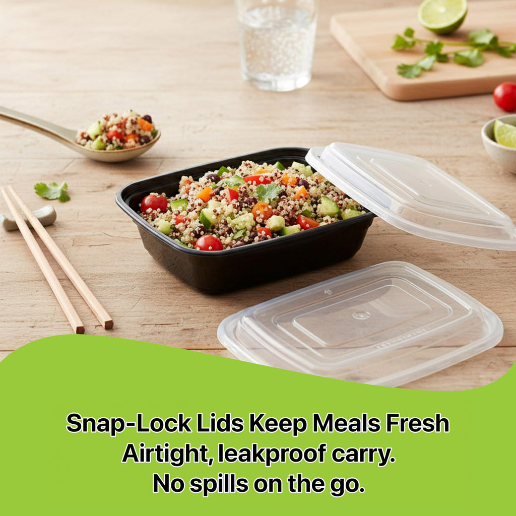 Pokanic Meal Prep Containers [ Set] oz with Lids, 1 compartment, Stackable, Reusable, Leakproof, Food Safe, Microwave, Freezer & Dishwasher Safe for Food Prep Storage Bento Box