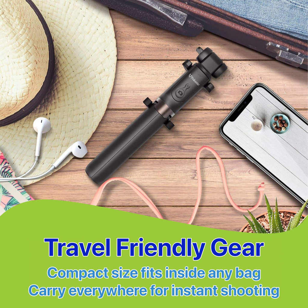 Pokanic Selfie Stick Tripod with Wireless Remote Controller Pouch Extendable Adjustable Stand Mount Light-Weight V-Log Compatible with All Apple iPhone, Samsung Galaxy