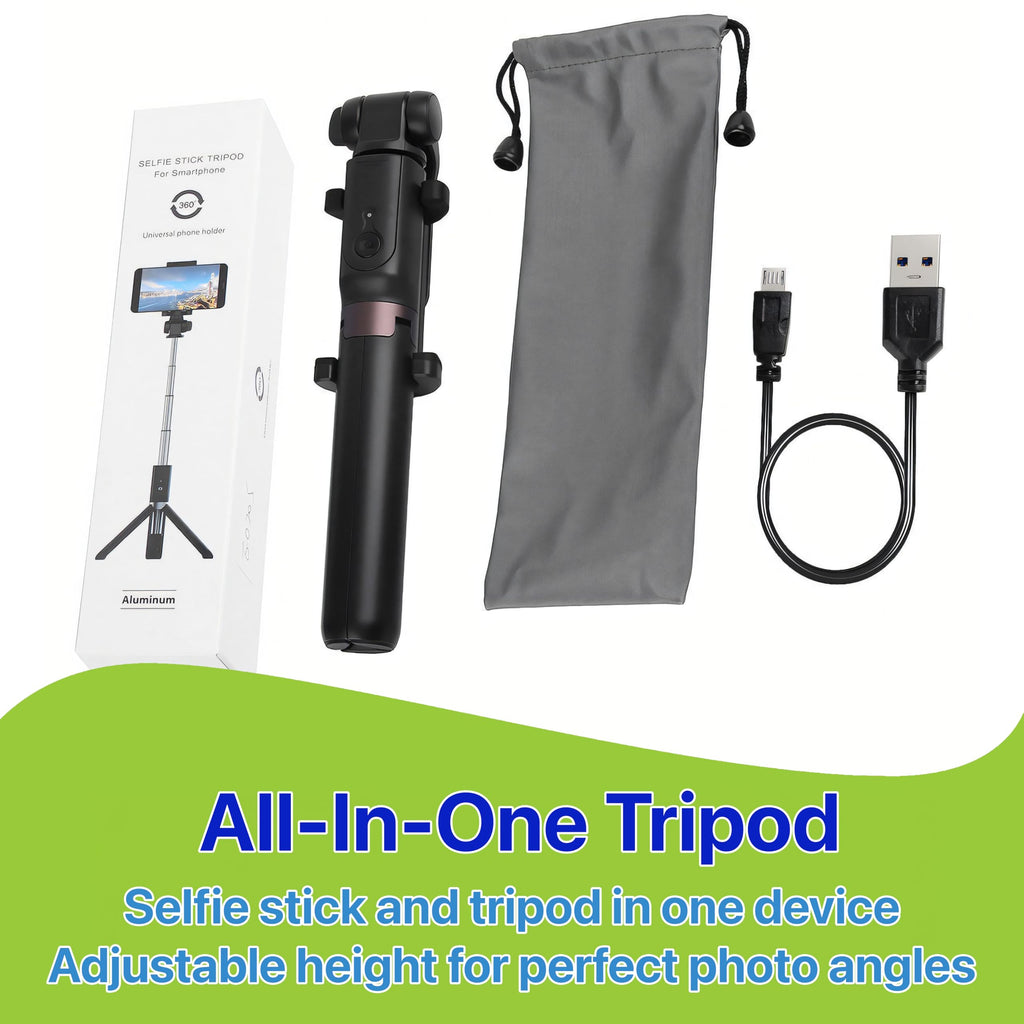 Pokanic Selfie Stick Tripod with Wireless Remote Controller Pouch Extendable Adjustable Stand Mount Light-Weight V-Log Compatible with All Apple iPhone, Samsung Galaxy