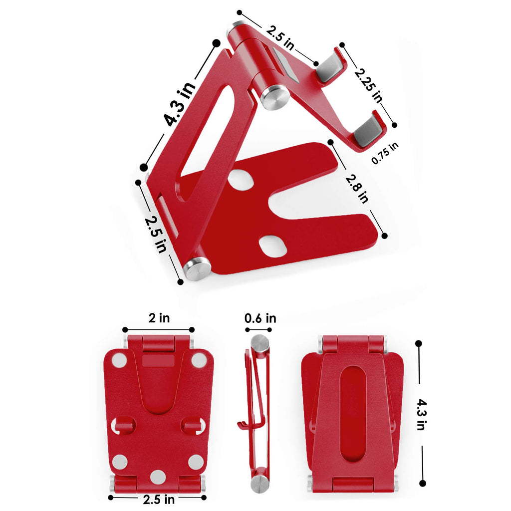 POKANIC Cell Phone Fully Foldable Stand Dock Holder Cradle Mount Organizer Charger Station Table Desk Office School Kitchen Travel Portable Adjustable Multi-Angle Aluminum Pouch
