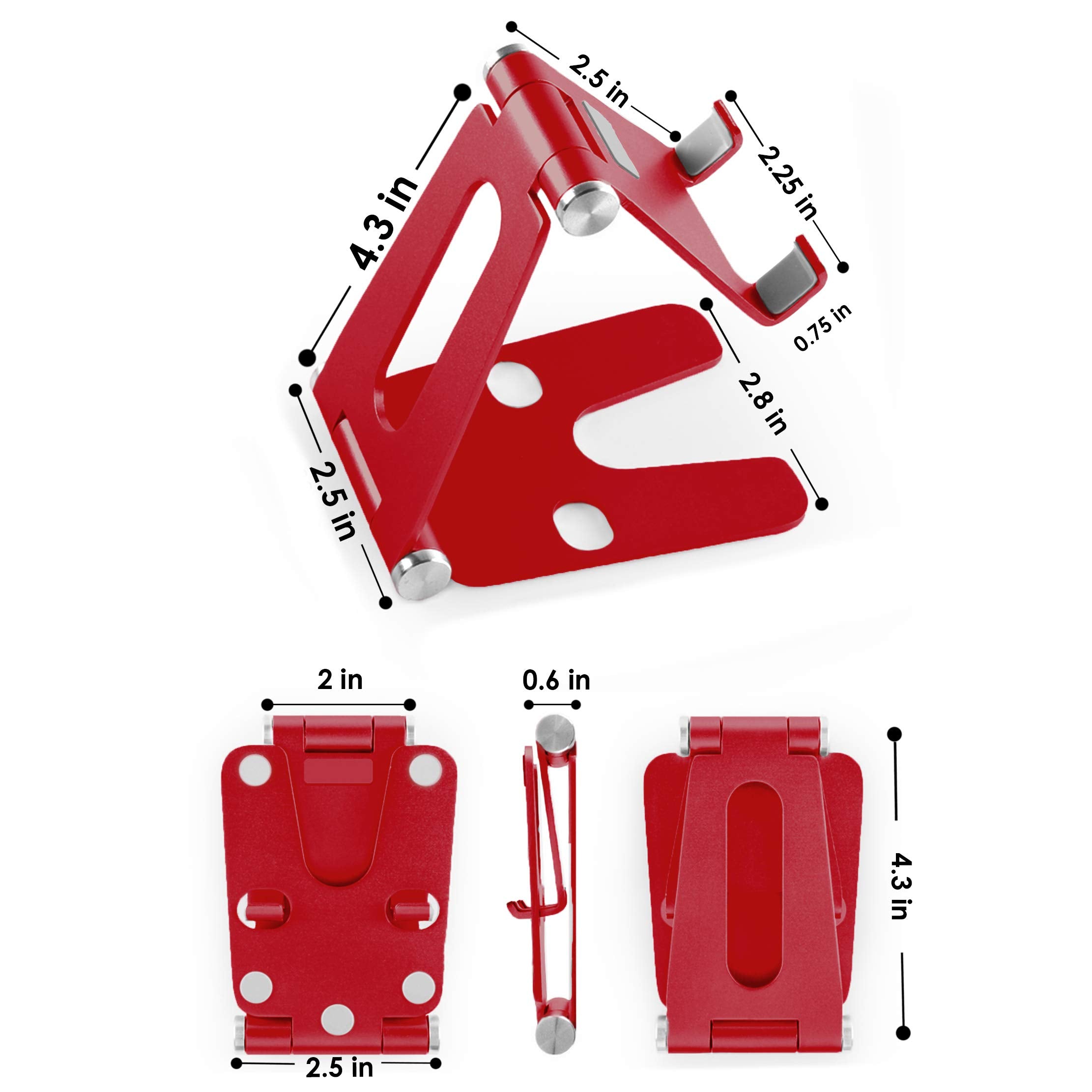 POKANIC Cell Phone Fully Foldable Stand Dock Holder Cradle Mount Organizer Charger Station Table Desk Office School Kitchen Travel Portable Adjustable Multi-Angle Aluminum Pouch