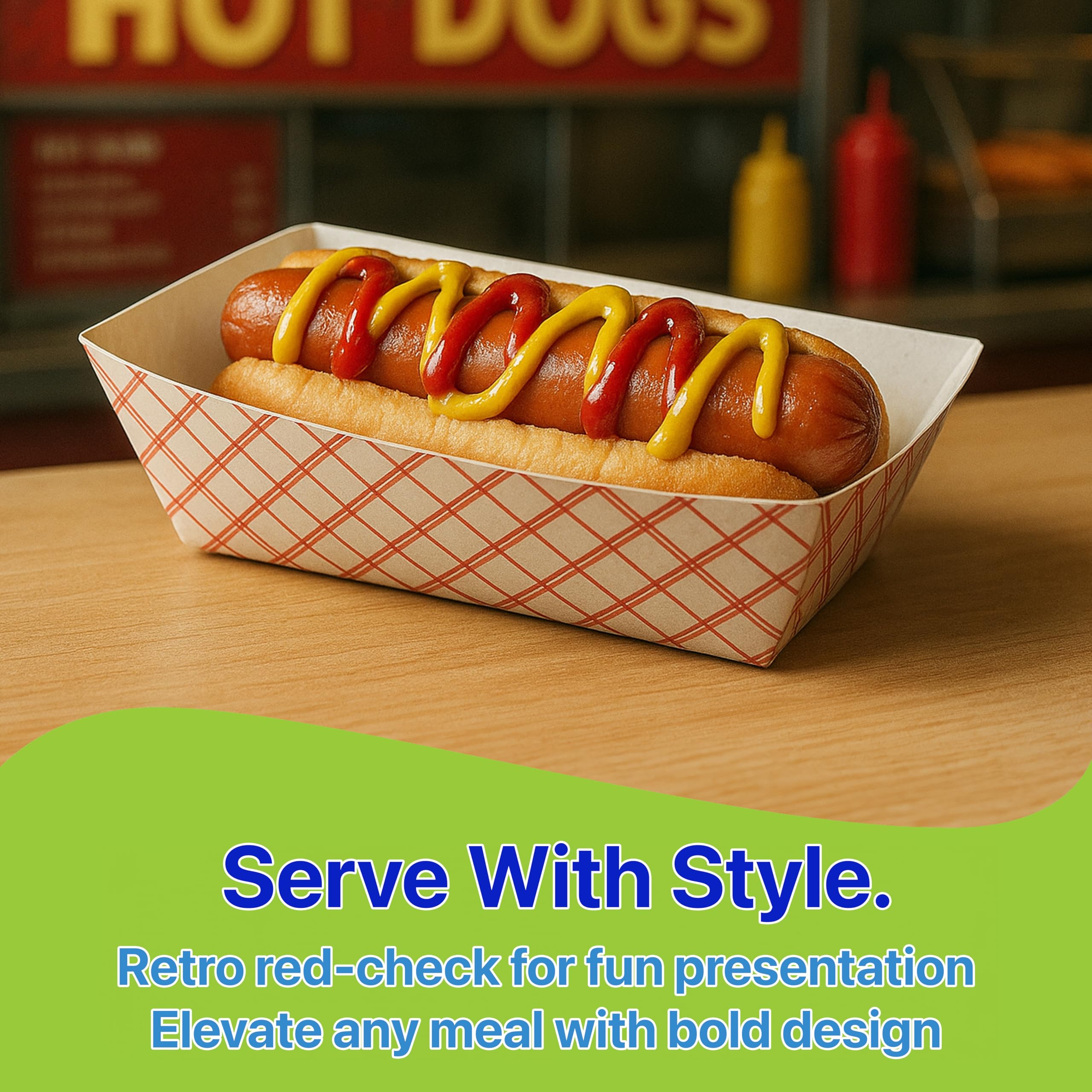 Pokanic Checkered Kraft Paper Boat Trays [ lb] x [ Pack] Disposable [ x x x] Containers Bowls Baskets Heavy-Duty Foods Snacks Hot Dogs Sandwich Burgers Popcorn Chips Tacos Nachos