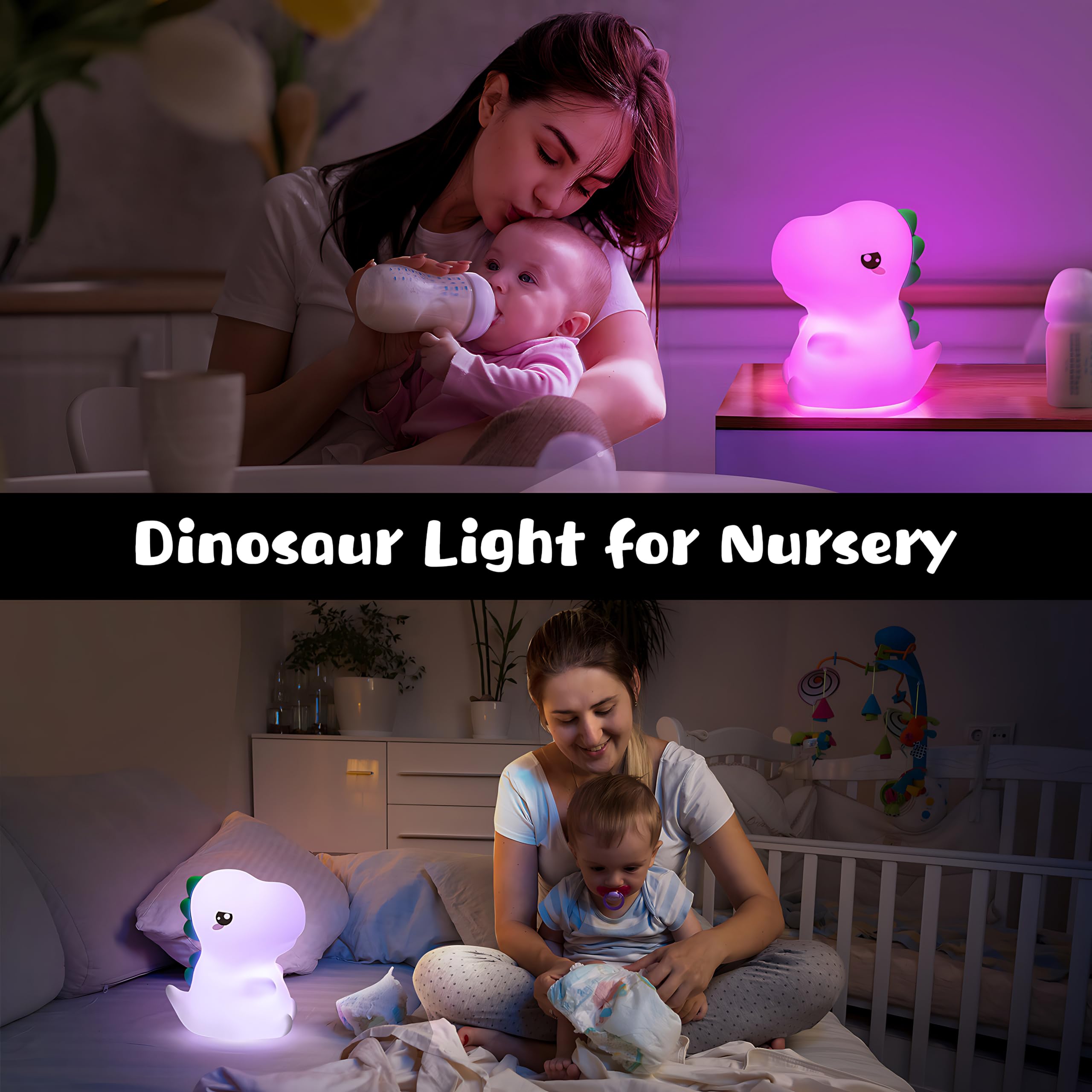 Pokanic Kids LED Lights Remote Controller Rechargeable Battery Powered Portable Silicone Night Multi Color USB Lamp Decor Desk Sleeping Bedroom Living Room