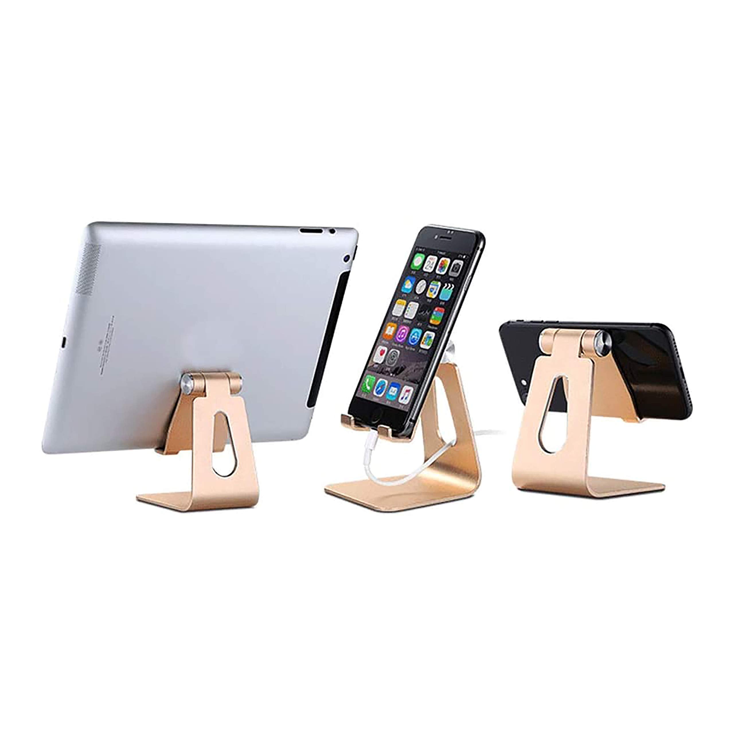 Pokanic Phone & Tablet Stand Adjustable Multi‑Angle Aluminum Phone & Tablet Stand Non‑Slip Dock/Cradle/Charging Station for Desktop, Bed, Kitchen, Office