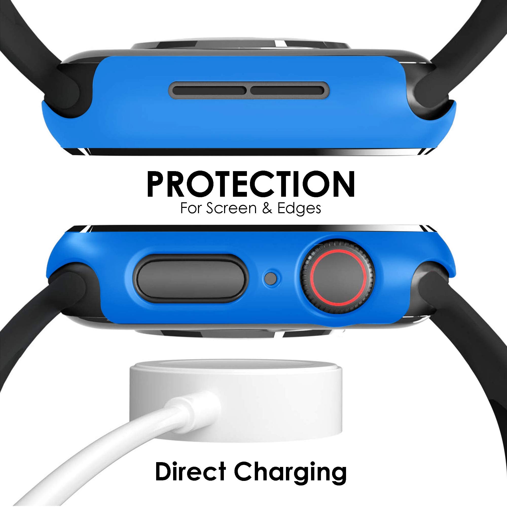 Pokanic [2 Pack Compatible with Apple Watch 9 8 7 6 5 4 3 2 1 SE Series iWatch 9H Tempered Glass Case Full Screen Protector Cover Scratch