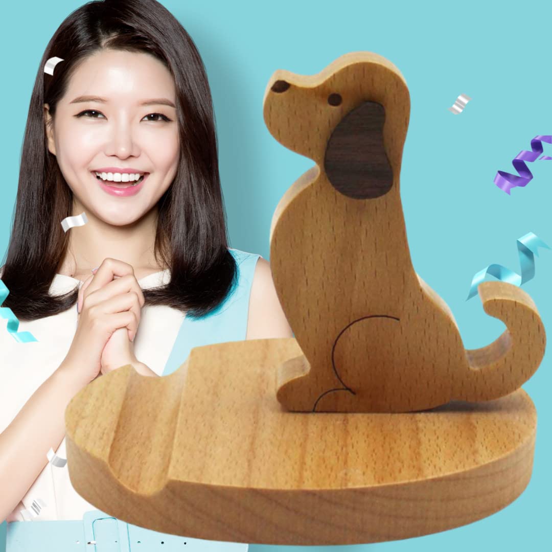 Pokanic Cell Phone Tablet Wooden Stand Dock Holder Cradle Mount Organizer Charger Station Table Desk Room Office School Kitchen Non-Slip Wood