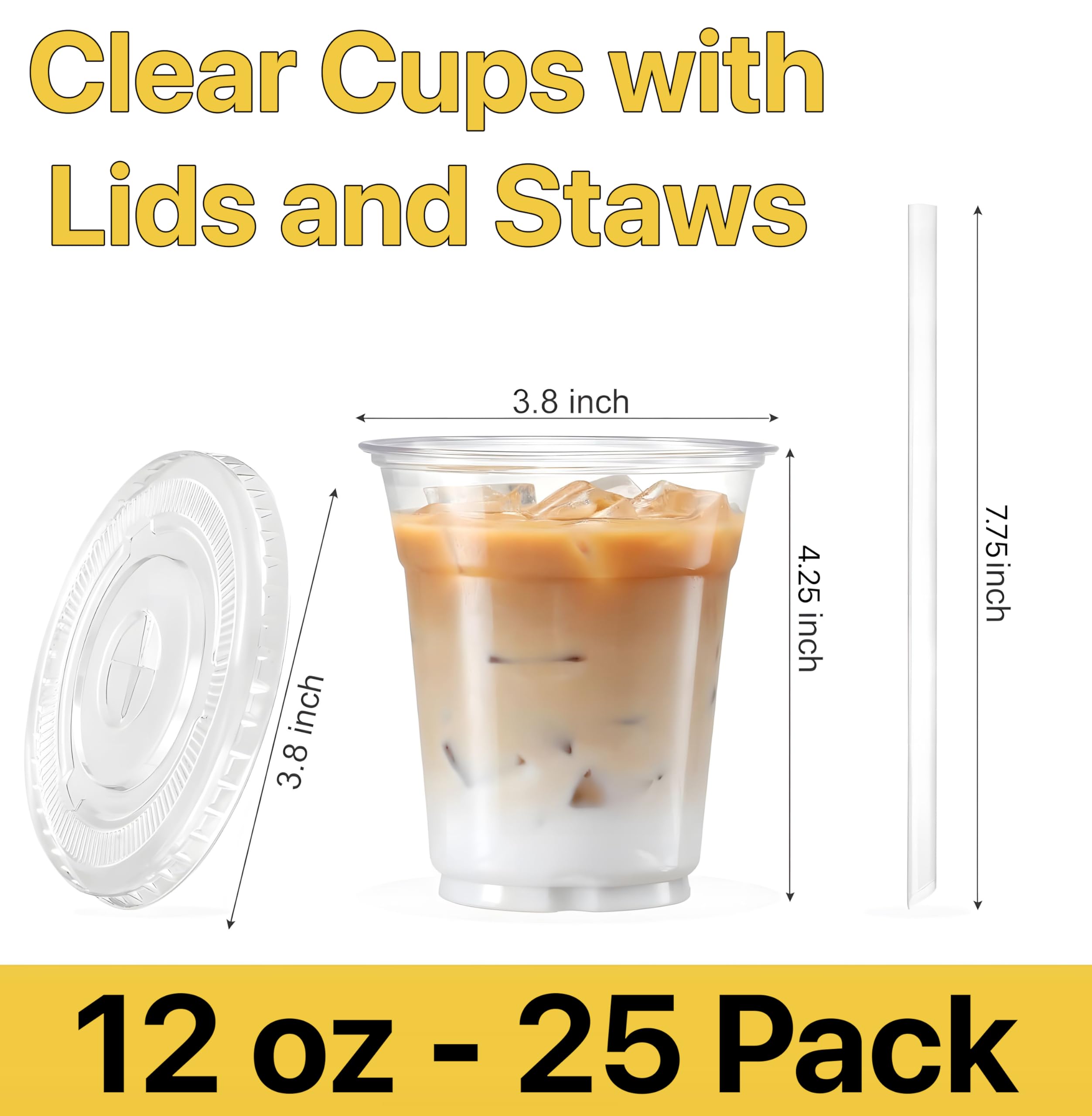 Pokanic Plastic Clear Cups [ oz] with Lids and Straws [ Set] Disposable Cold Beverage Drinking Iced Coffee Water Juice Tea Party Travel Cafe School Office Home Kitchen