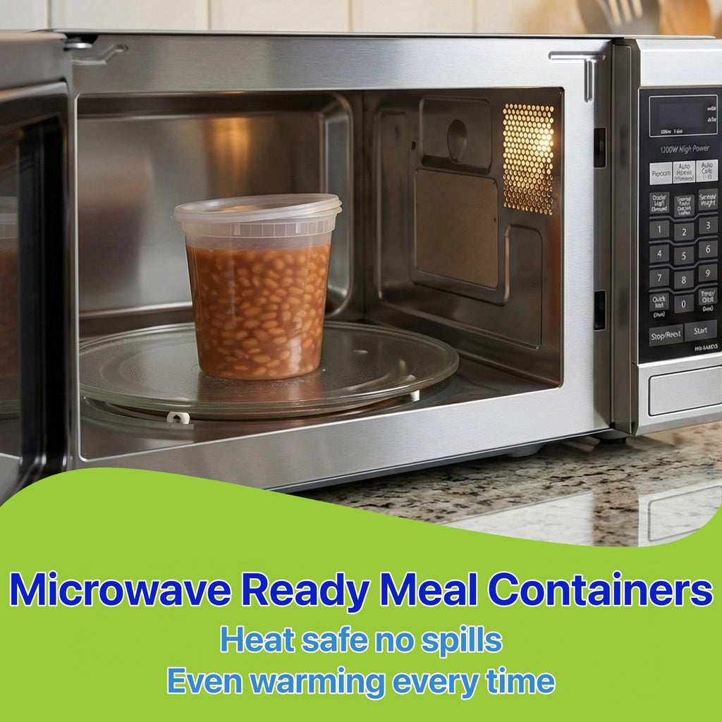 Pokanic Food Storage Containers [50 Set] 16 oz Plastic Deli Containers with Lids Slime Soup Meal Prep Containers | BPA Free | Stackable | Leakproof | Microwave/Dishwasher/Freezer Safe