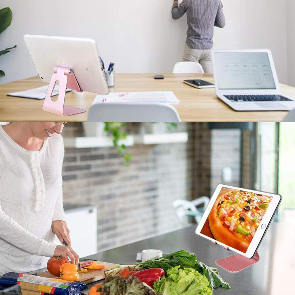 Pokanic Phone & Tablet Stand Adjustable Multi‑Angle Aluminum Phone & Tablet Stand Non‑Slip Dock/Cradle/Charging Station for Desktop, Bed, Kitchen, Office