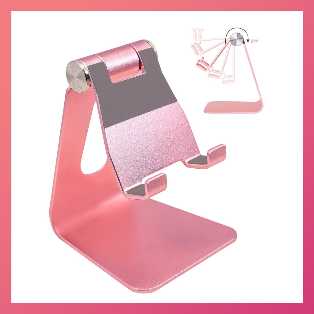Pokanic Phone & Tablet Stand Adjustable Multi‑Angle Aluminum Phone & Tablet Stand Non‑Slip Dock/Cradle/Charging Station for Desktop, Bed, Kitchen, Office