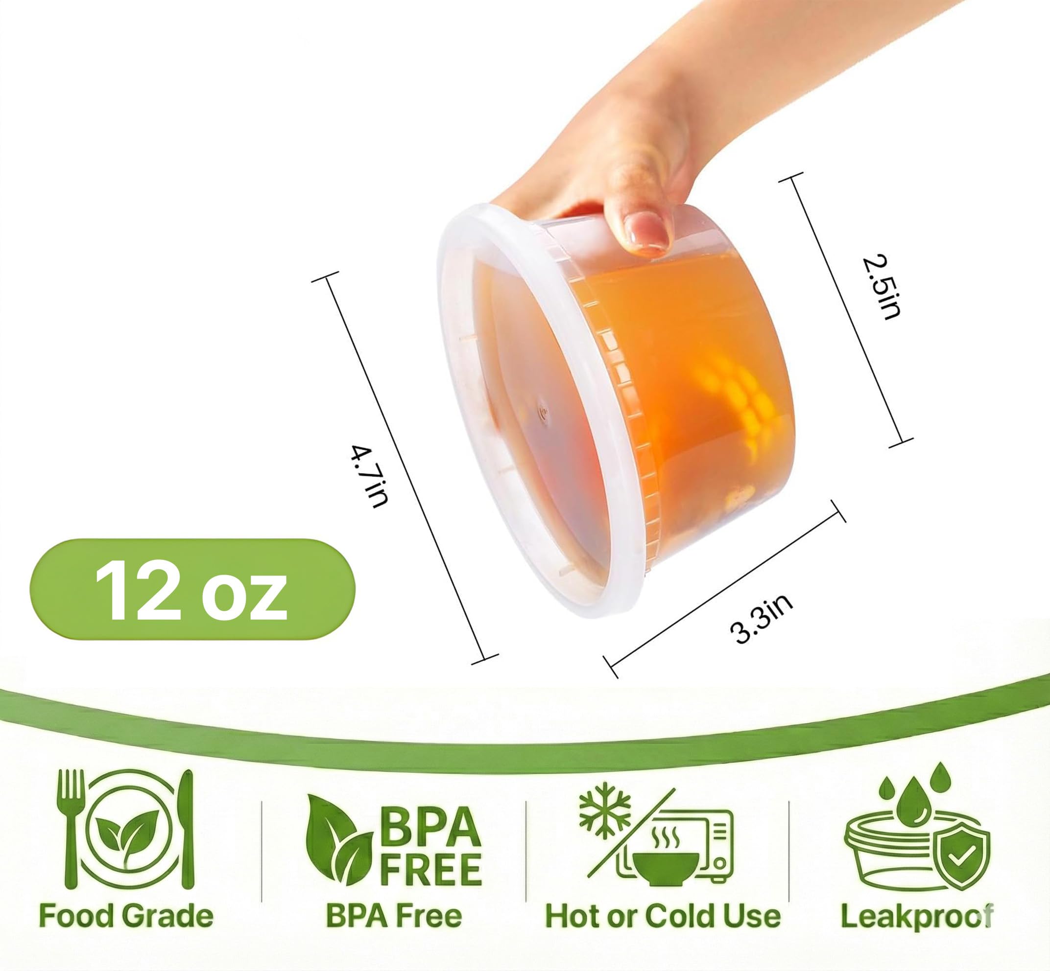 Pokanic Food Storage Containers [50 Set] 16 oz Plastic Deli Containers with Lids Slime Soup Meal Prep Containers | BPA Free | Stackable | Leakproof | Microwave/Dishwasher/Freezer Safe