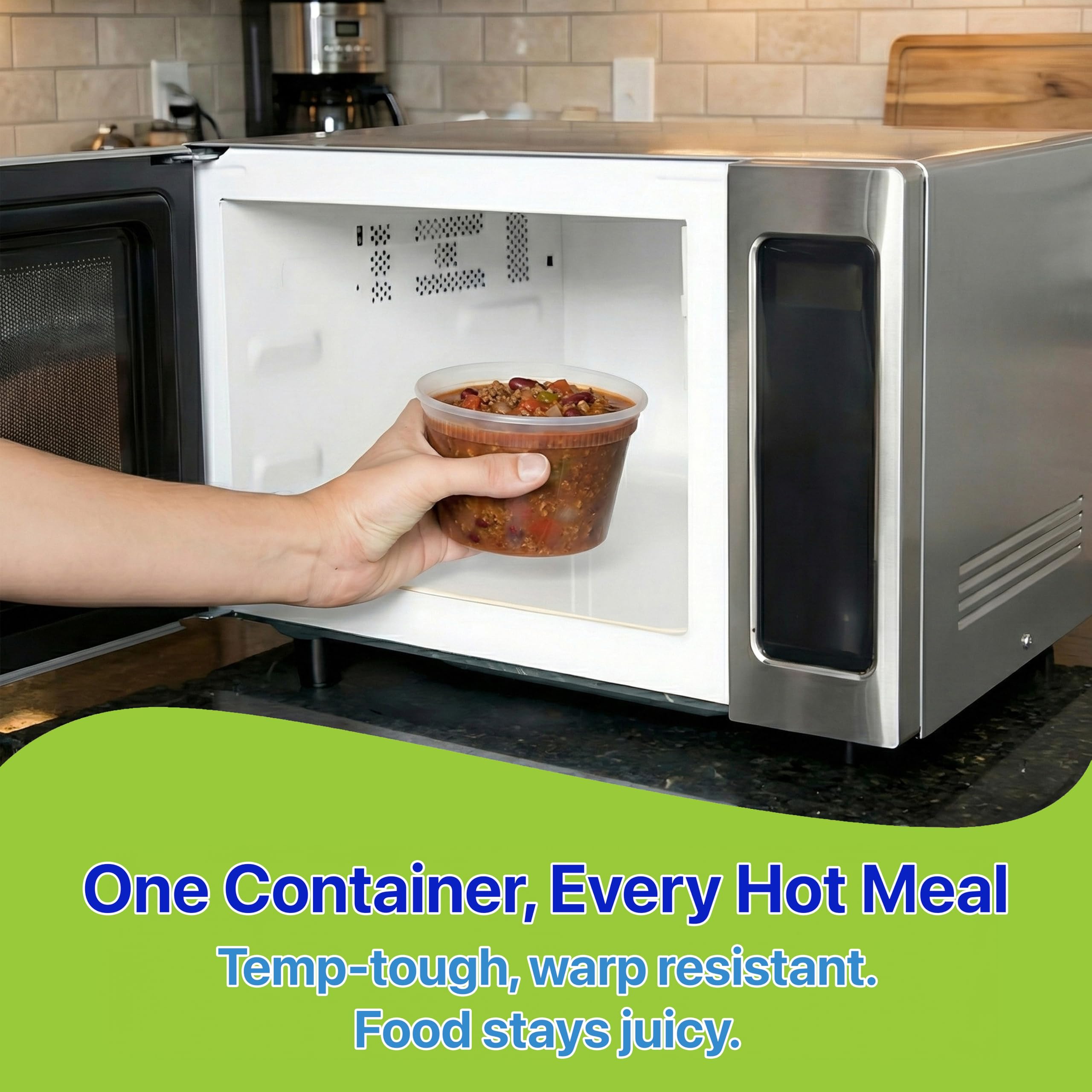Pokanic Food Storage Containers [50 Set] 16 oz Plastic Deli Containers with Lids Slime Soup Meal Prep Containers | BPA Free | Stackable | Leakproof | Microwave/Dishwasher/Freezer Safe