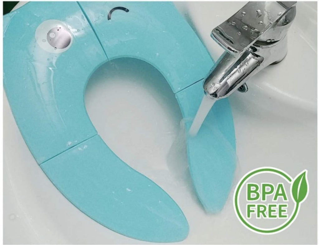 POKANIC Toilet Potty Training Seat Cover, Travel Toilet Seat, Folding Non Slip Silicone Pads, Travel Portable Reusable Kids Toddlers Boys Girls, Carry Bag