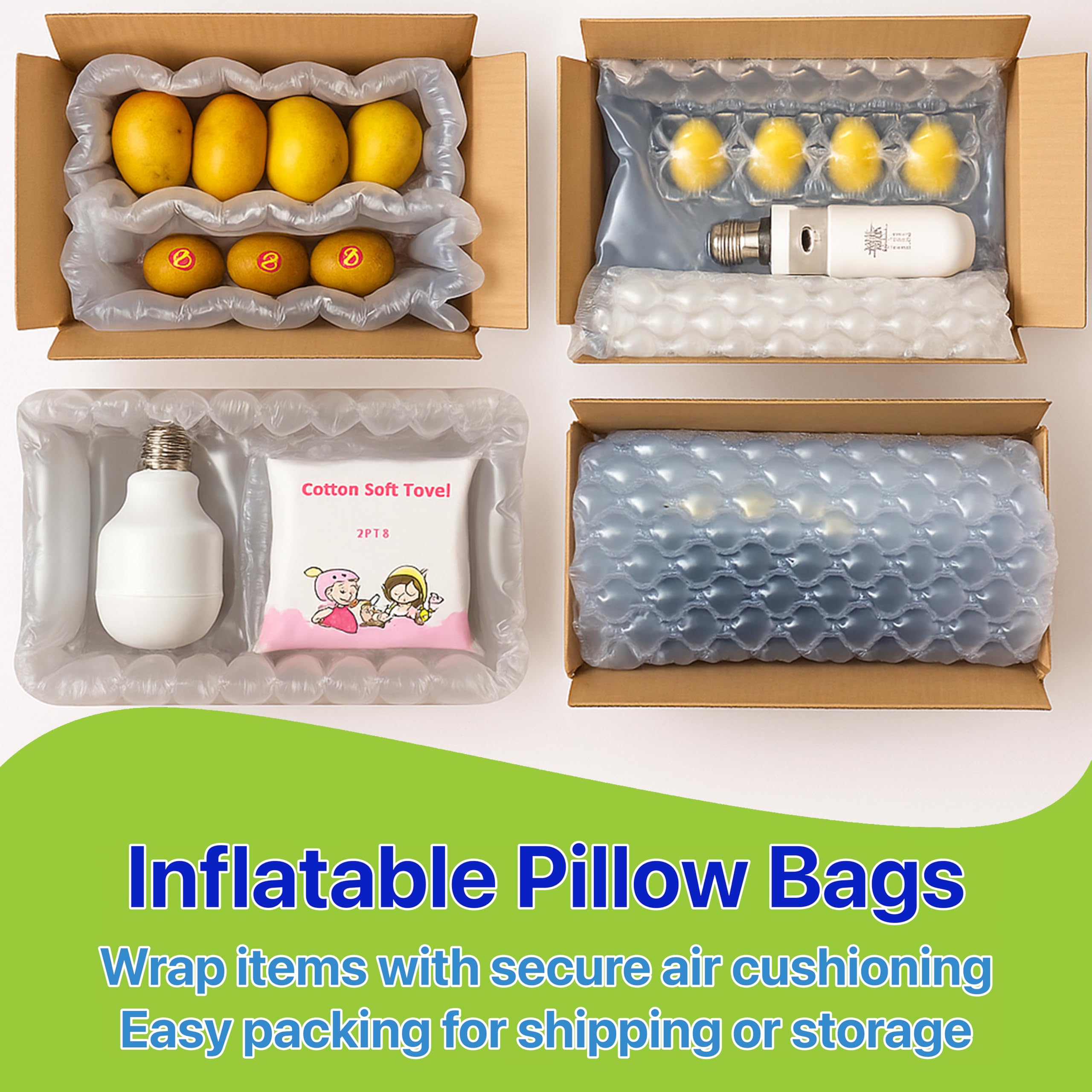 Pokanic Large Bubble Protection Clear Wrap [12 inch x ft] Air Cushion Inflatable Pillow Bags Heavy Duty Wrapping Packing Shipping Moving