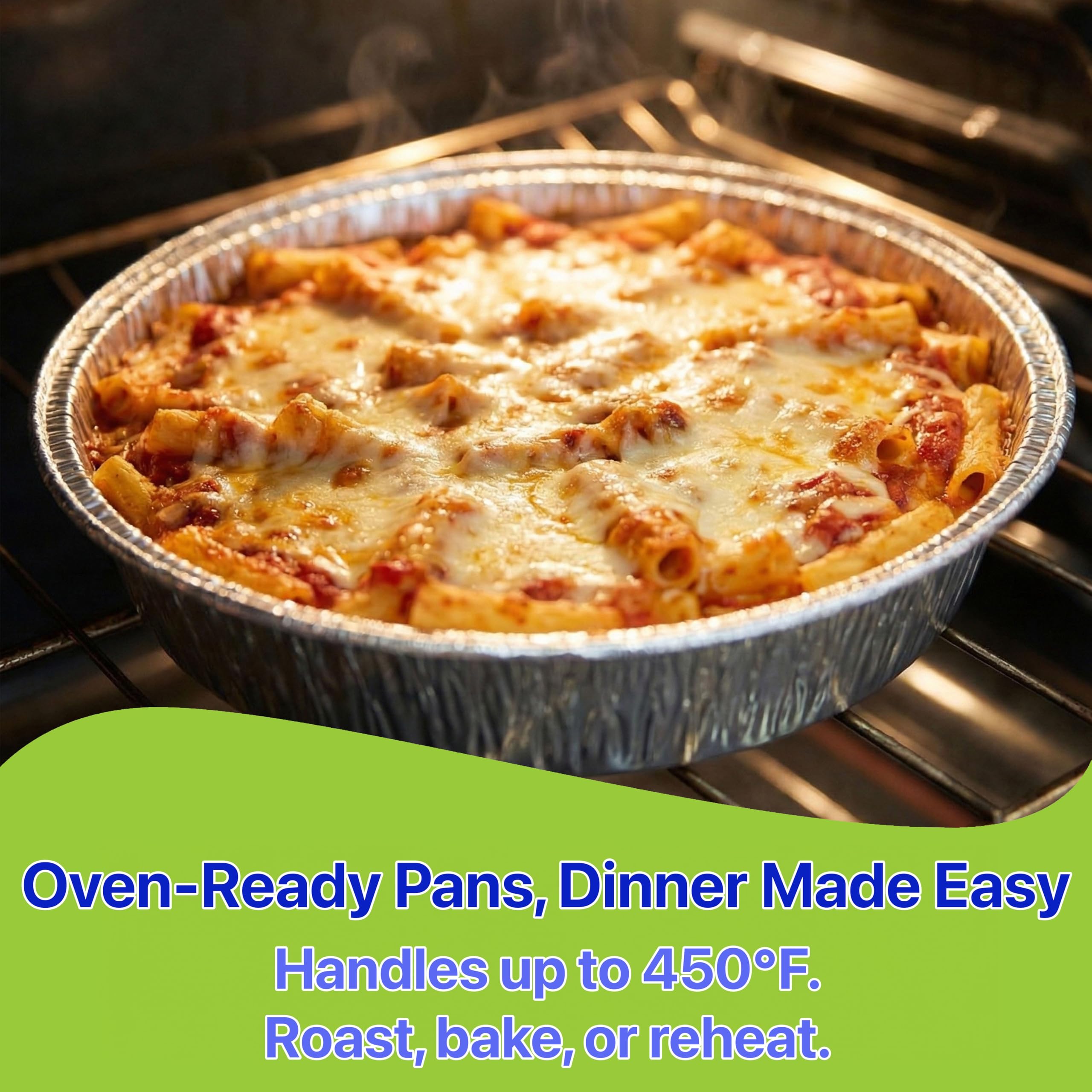 Pokanic Aluminum Foil Pans Round with Clear Dome Lids Recyclable Disposable Containers Straight Walls for Storing, Baking, Meal Prep & Reheating Freezer & Oven Safe