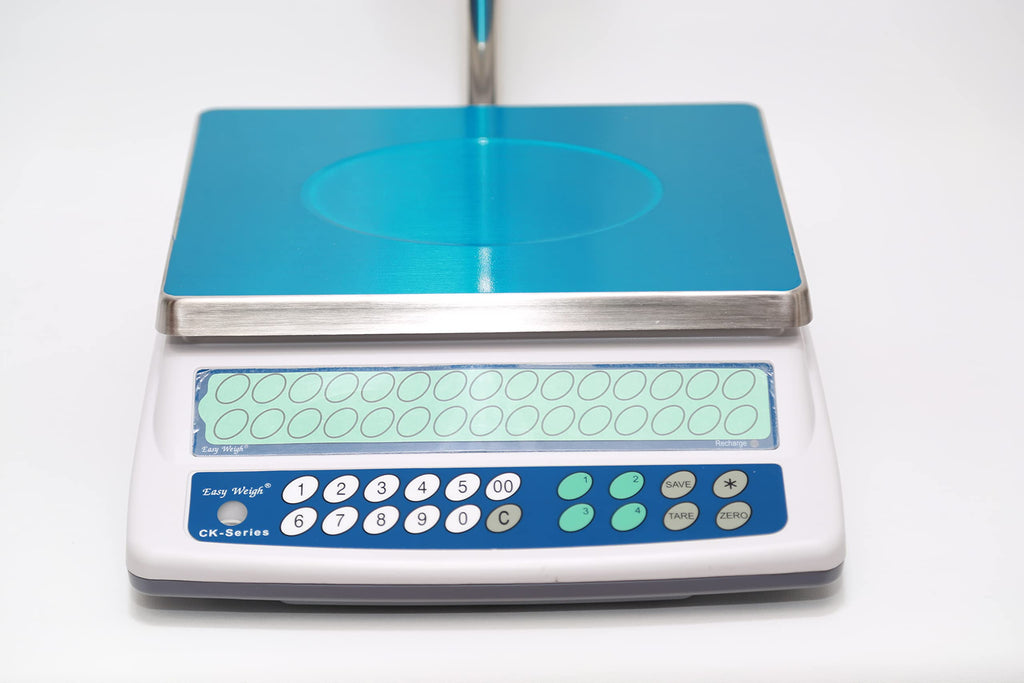 Easy Weigh CK Series Digital Price Computing Scale Rechargeable Battery Operated, NTEP Approval Class III, LCD Display, Portable Compact, Stainless Steel Platter