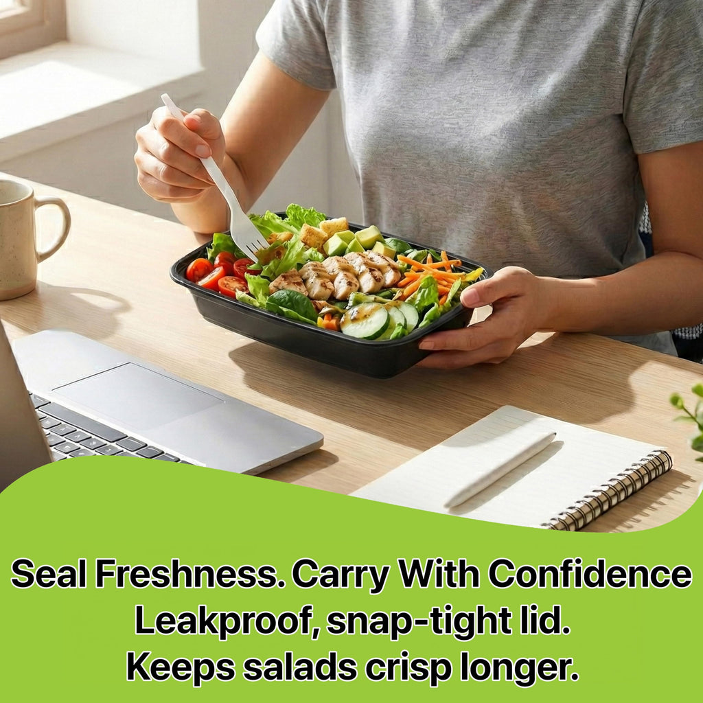 Pokanic Meal Prep Containers [ Set] oz with Lids, 1 compartment, Stackable, Reusable, Leakproof, Food Safe, Microwave, Freezer & Dishwasher Safe for Food Prep Storage Bento Box