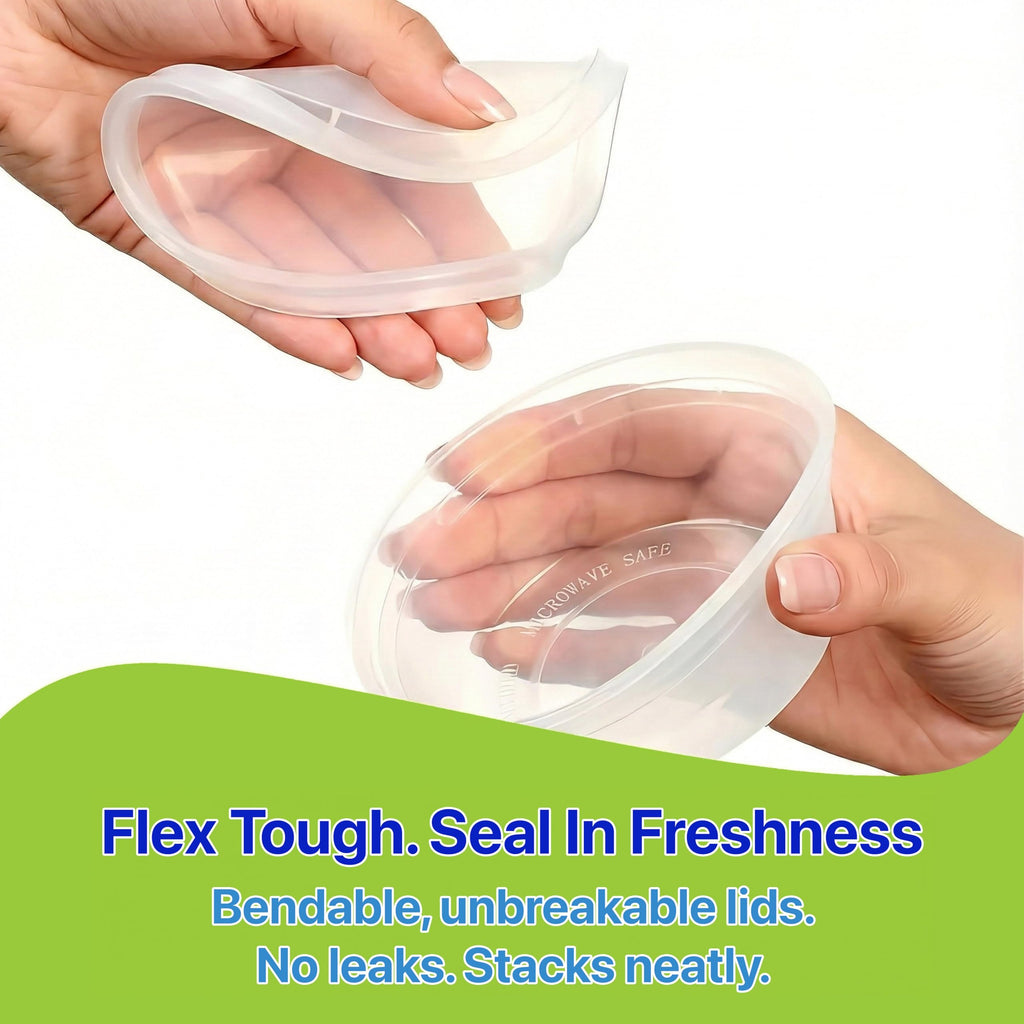 Pokanic Food Storage Containers [50 Set] 16 oz Plastic Deli Containers with Lids Slime Soup Meal Prep Containers | BPA Free | Stackable | Leakproof | Microwave/Dishwasher/Freezer Safe