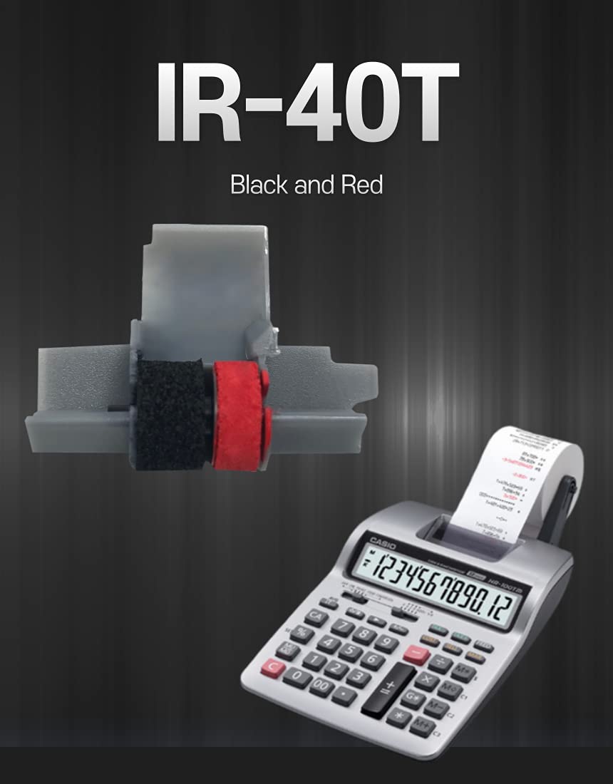 IR-40T x [2 Pack] Ink Roller Black and Red Compatible with Canon P23-DH V and Casio HR-100TM HR-150TM Printing Calculators (2 Pack)