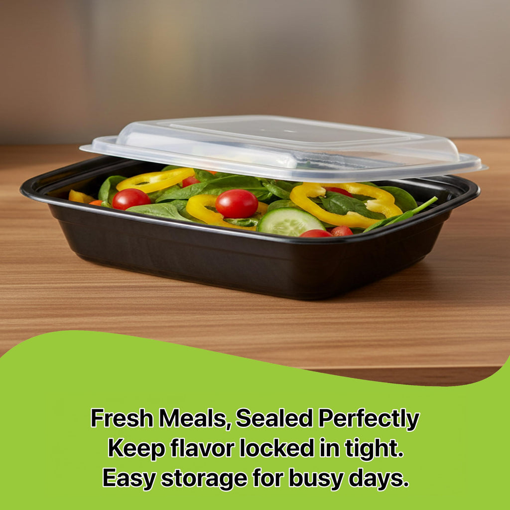 Pokanic Meal Prep Containers [ Set] oz with Lids, 1 compartment, Stackable, Reusable, Leakproof, Food Safe, Microwave, Freezer & Dishwasher Safe for Food Prep Storage Bento Box